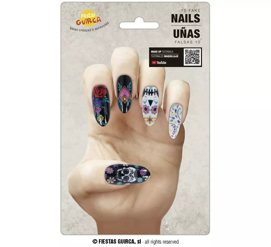 Pack de 10 Uñas Catrina con pegamento