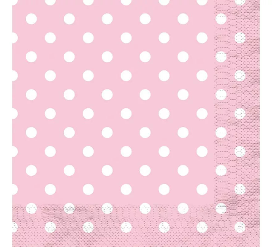 Translation missing: de.12 Servilletas Rosa con Topos Blancos 33x33