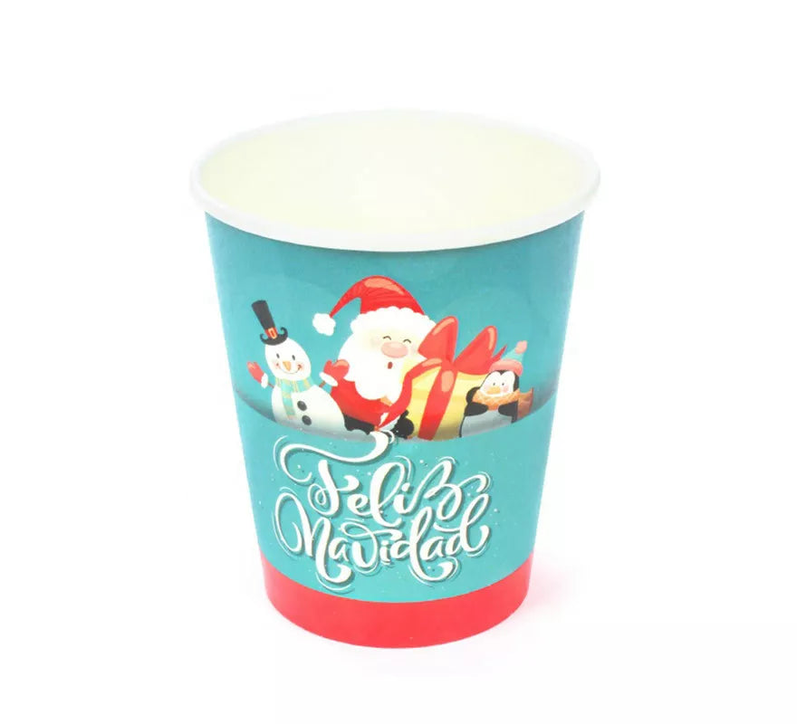 Translation missing: de.12 Vasos de papel de Feliz Navidad Azul y Rojo de 270 ml
