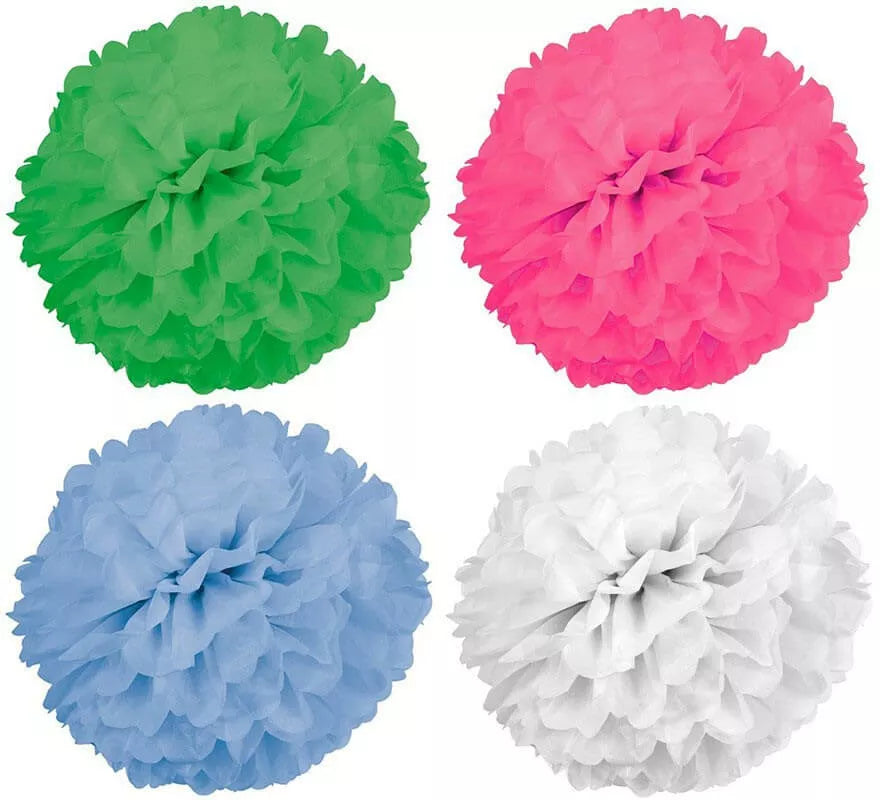 Translation missing: de.2 Pompones de papel de 42 cm de diámetro en varios colores