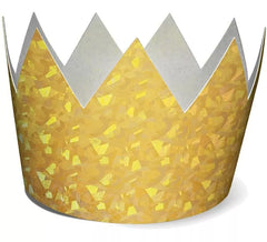 6 holographische goldene Kronen aus 7 cm Karton