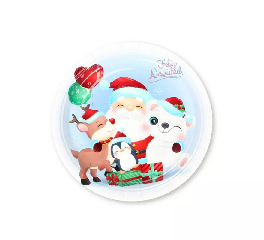 Translation missing: de.6 Platos de papel para Navidad de Papá Noel de 18 cm