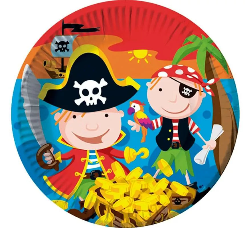 6 Platos de Piratas de 22 cm