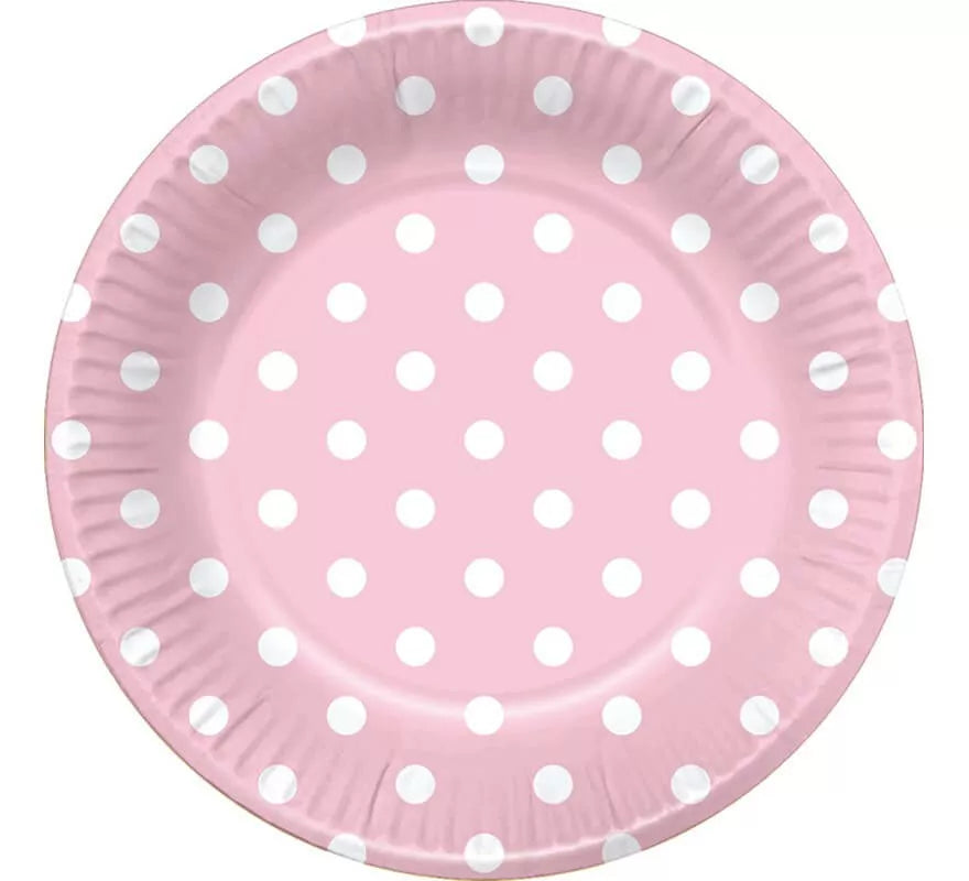Translation missing: de.6 Platos Rosas con Topos Blancos 22 cm