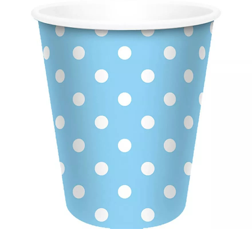 Translation missing: de.6 Vasos Celestes con Topos Blancos de 250 ml