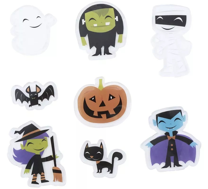 Translation missing: de.8 Pegatinas de Gel Frankestein, Bruja y Vampiro modelos surtidos