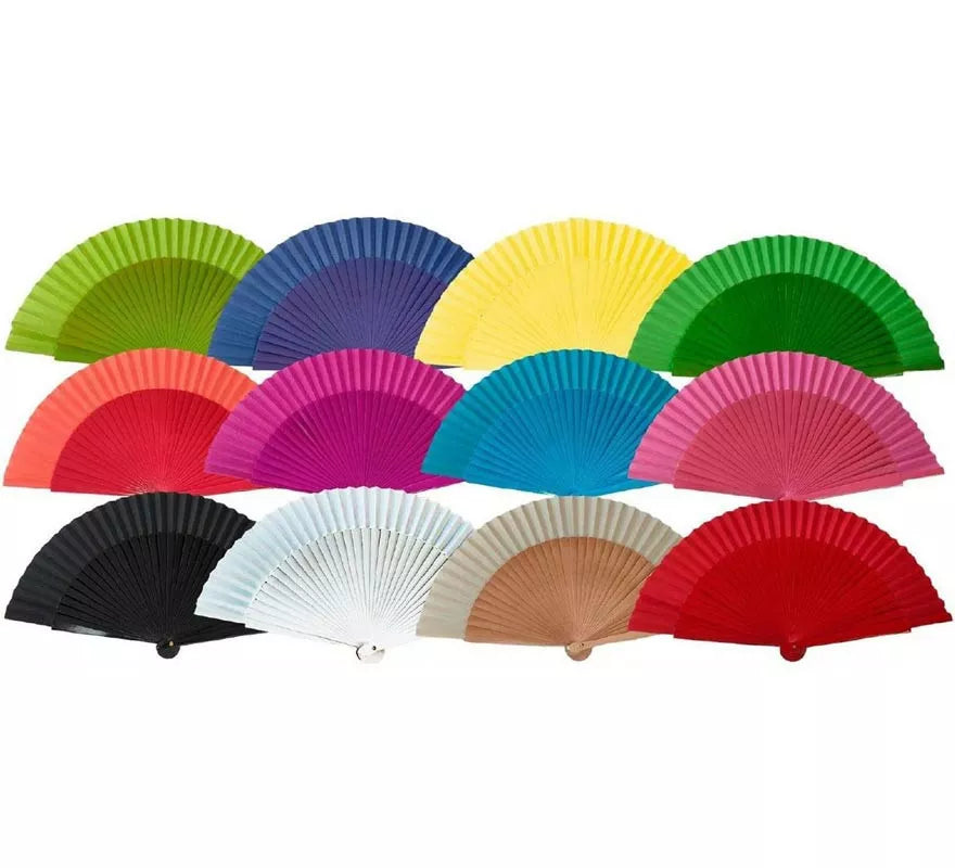 Translation missing: de.Abanico de madera liso de Sevillana o Chulapa en varios colores de 23 cm