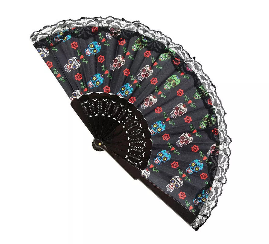 Translation missing: de.Abanico de Tela Día de Los Muertos Catrina de 23 cm