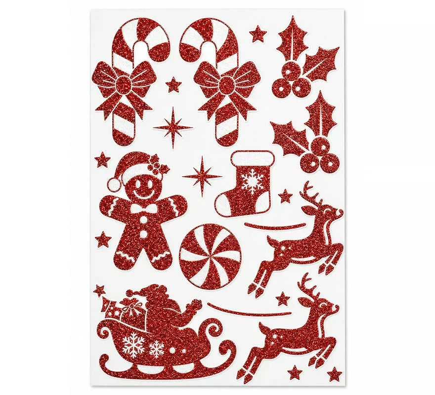 Translation missing: de.Adhesivo Decorativo Navideño con Purpurina roja de 30x40 cm