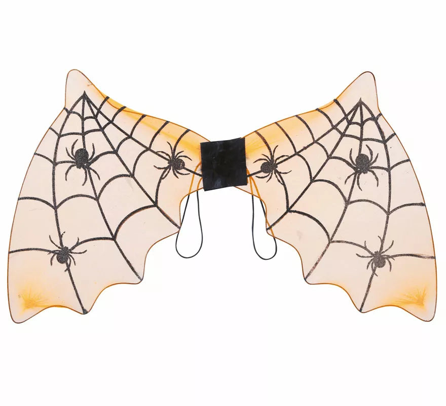 Alas de Murciélago Naranja con Arañas de 60X35 cm