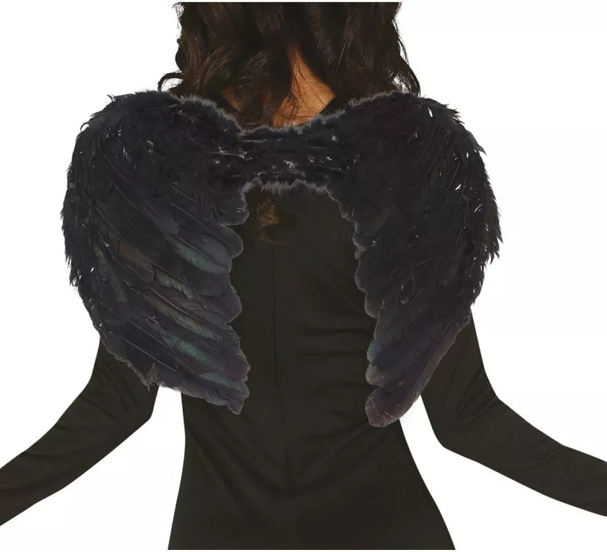 Translation missing: de.Alas negras de plumas de 50 cm. para Halloween