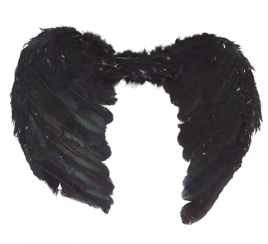 Translation missing: de.Alas negras de plumas de 50 cm. para Halloween