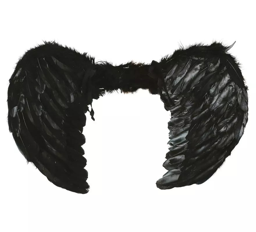 Translation missing: de.Alas negras de plumas de 50 cm. para Halloween