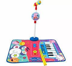 Peppa Pig Schlagzeug- und Klaviermatte mit Stativmikrofon und Drumsticks