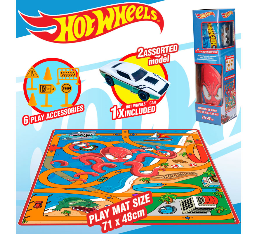 Translation missing: de.Alfombra Hot Wheels de 70x47,5 cm con coche y señales