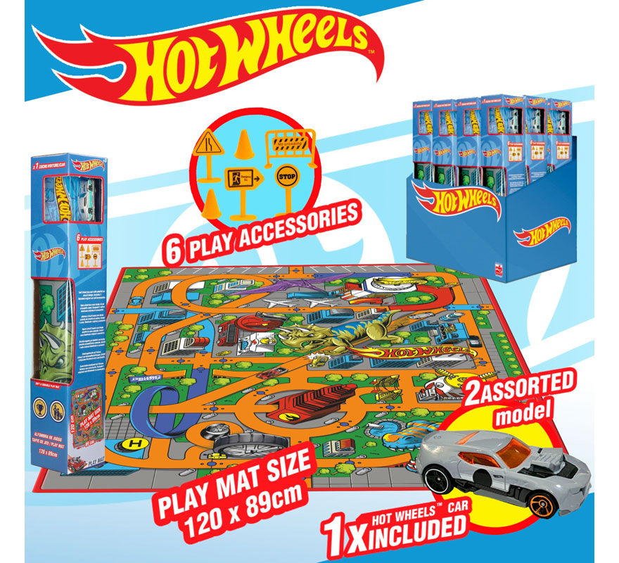 Translation missing: de.Alfombra Hot Wheels de 87,5x118 cm con coche y señales