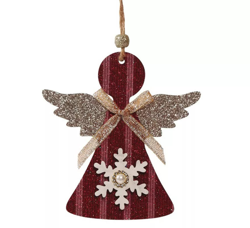 Translation missing: de.Angelito Rojo de Madera Colgante de 12 cms
