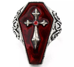 Anillo Ataúd Cruz de 2x3.5 cm