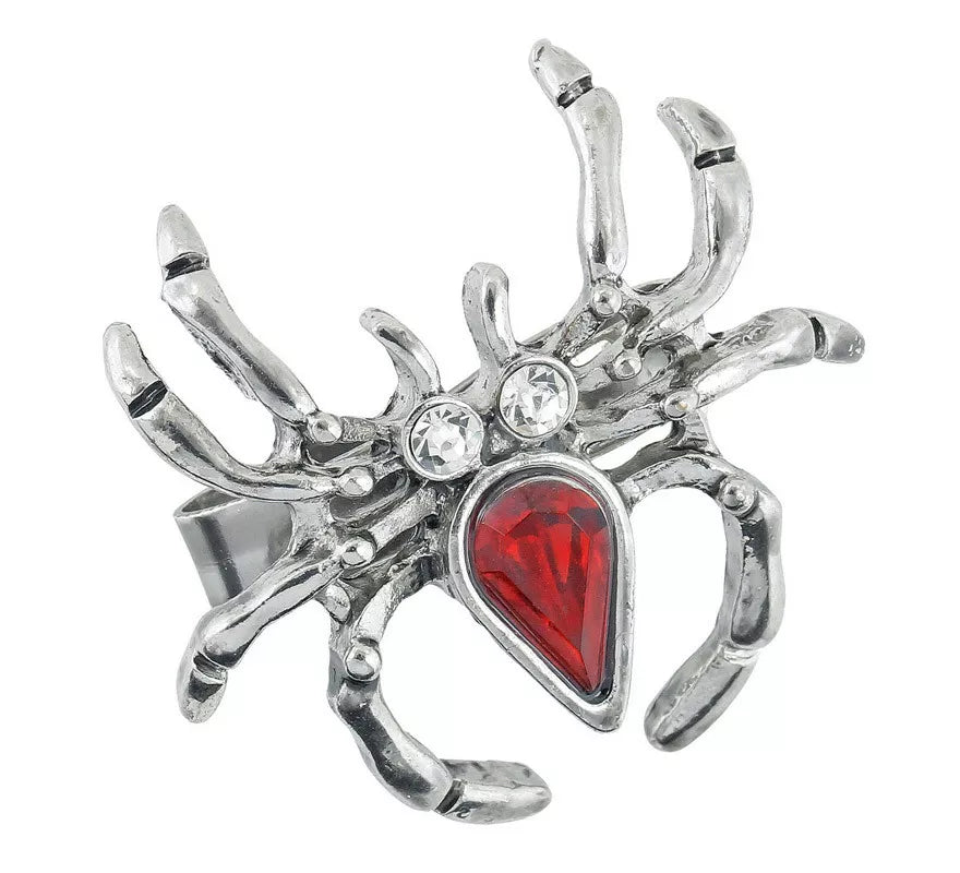 Translation missing: de.Anillo de Araña con Piedra Roja y Pedrería
