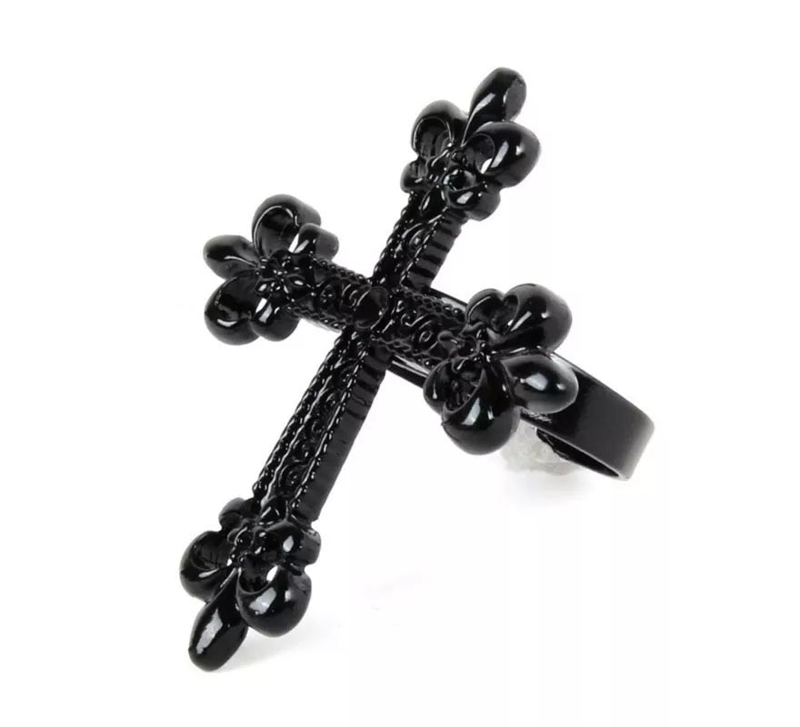 Anillo de Cruz negra de metal