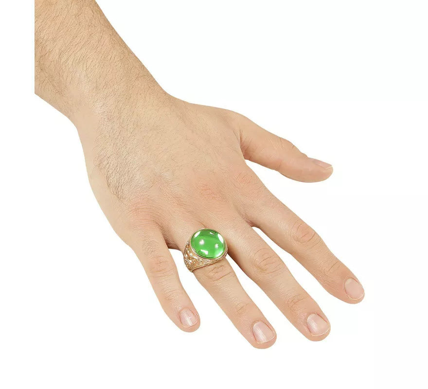 Anillo Dorado con Gema Verde