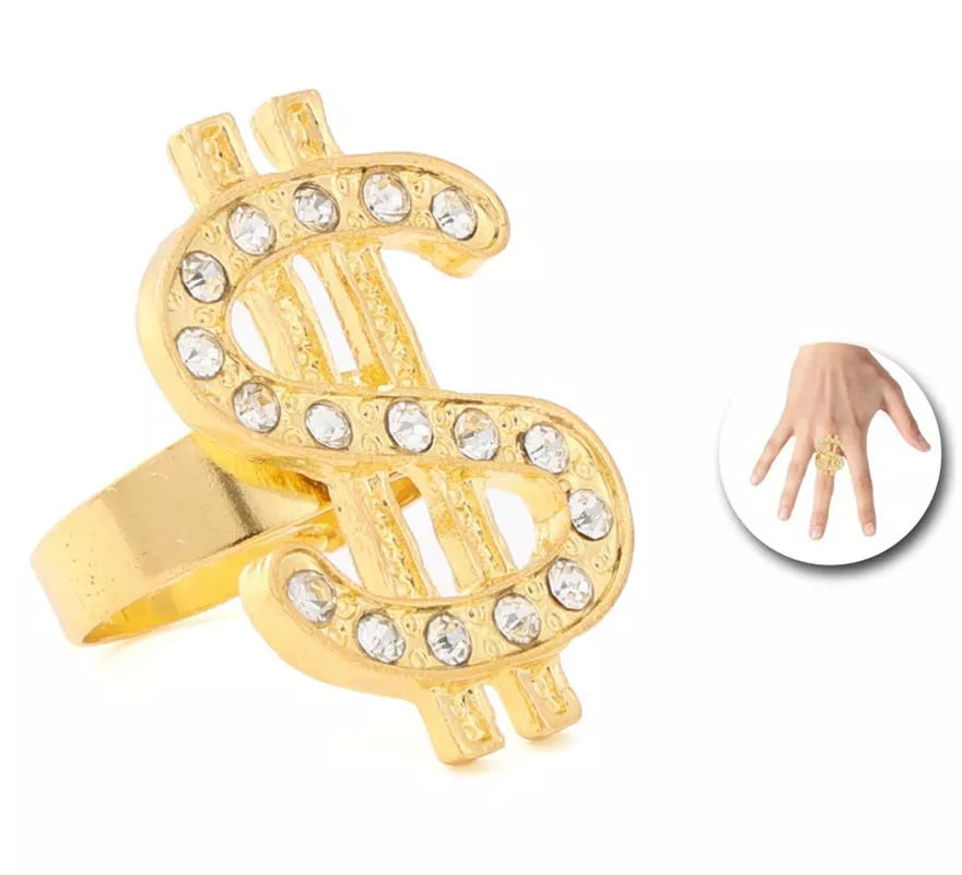 Translation missing: de.Anillo dorado con signo de dólar brillante