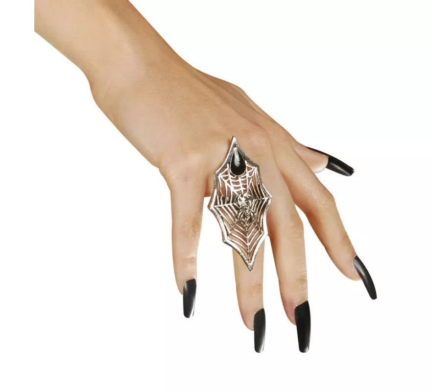 Translation missing: de.Anillo Gótico de Araña y Telaraña con Piedra Negra