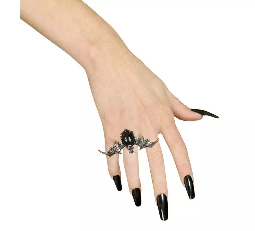 Translation missing: de.Anillo Gótico de Murciélago con Piedra Negra
