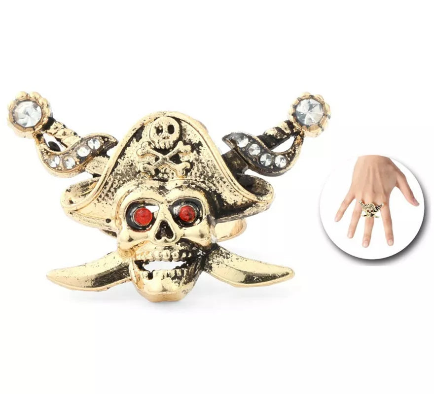 Translation missing: de.Anillo Pirata con calavera y espadas