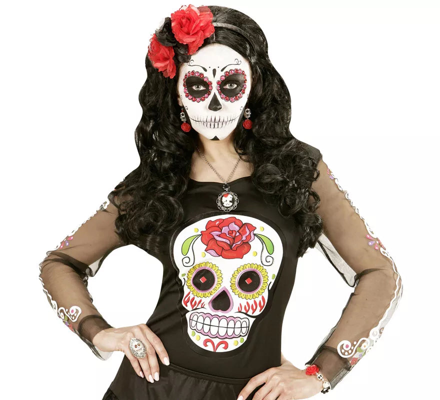 Translation missing: de.Anillo Plateado con Calavera Blanca y Pedrería