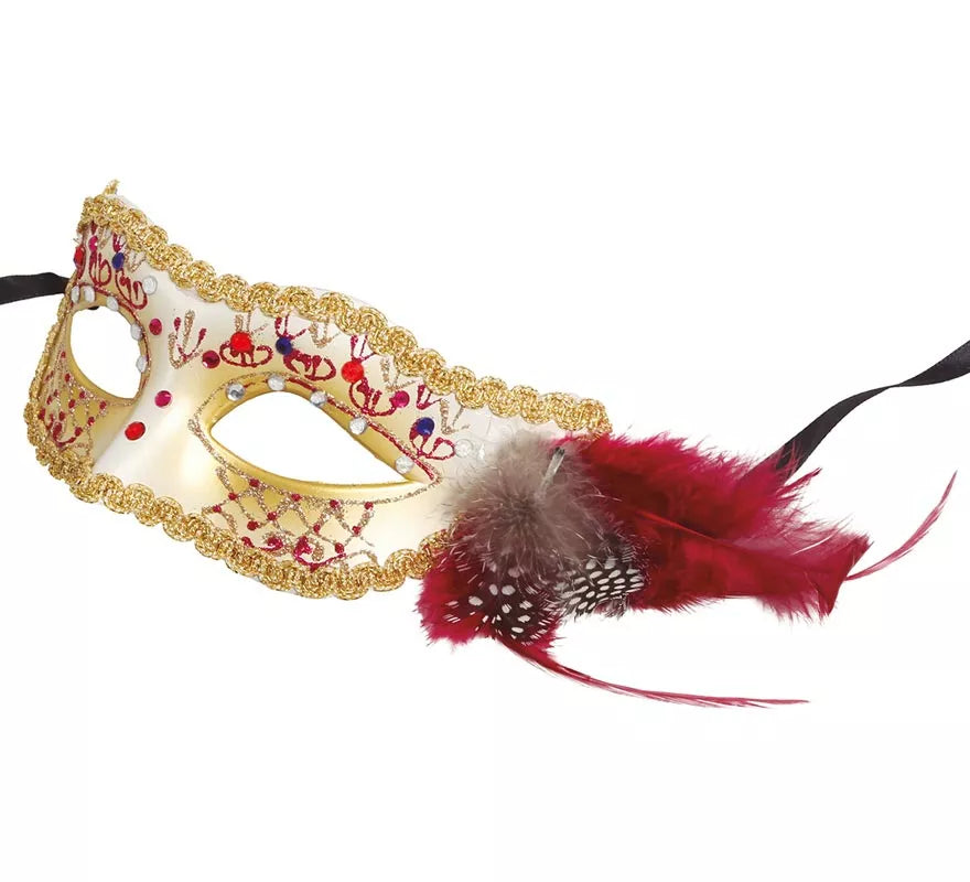 Translation missing: de.Antifaz Blanco con Pluma Rosa