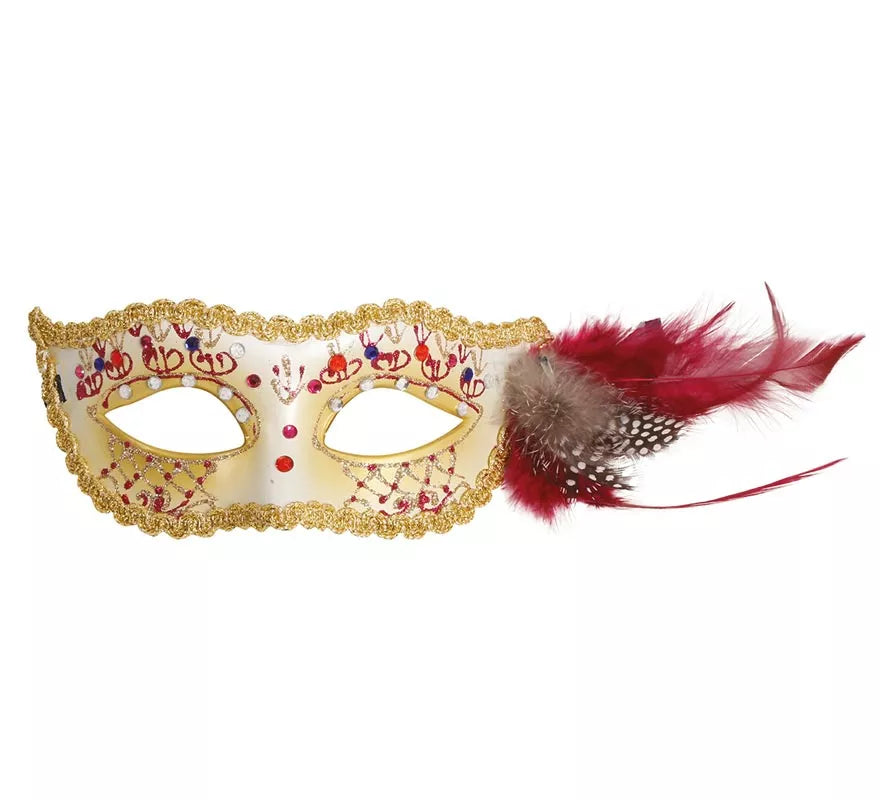 Translation missing: de.Antifaz Blanco con Pluma Rosa