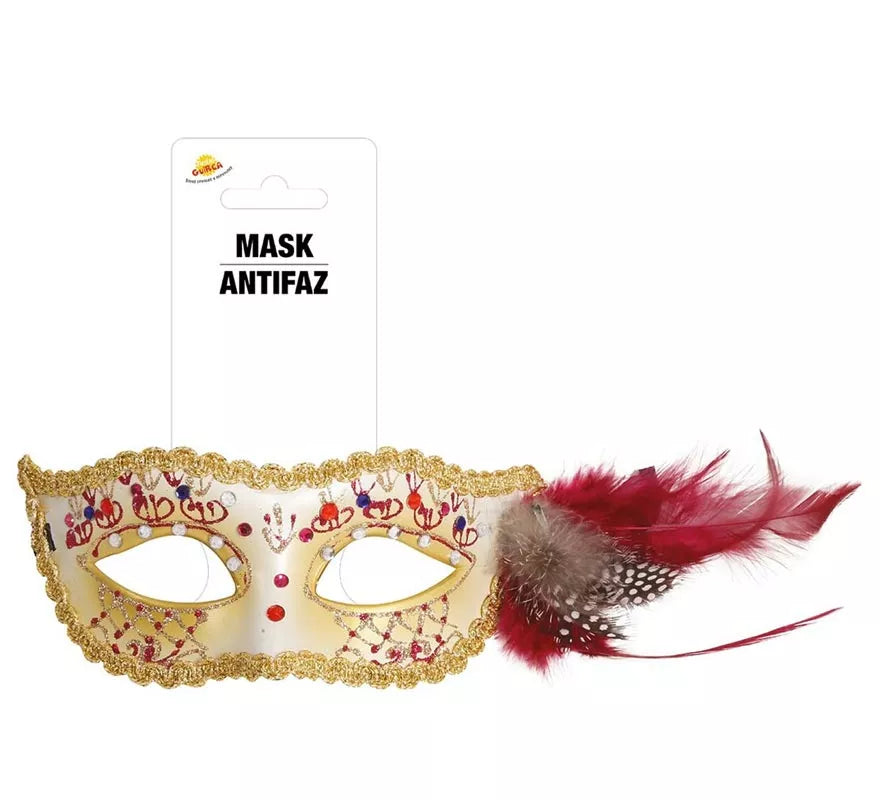 Translation missing: de.Antifaz Blanco con Pluma Rosa