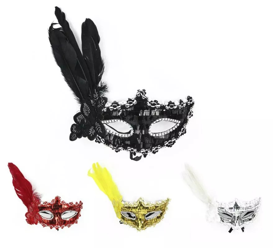 Translation missing: de.Antifaz Carnaval brillante con plumas colores surtidos