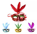 Antifaz Carnaval con 3 plumas colores surtidos
