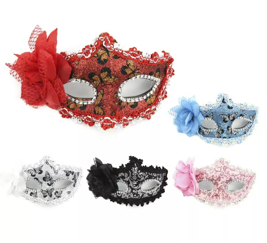 Translation missing: de.Antifaz Carnaval Flor con detalles plateados colores surtidos