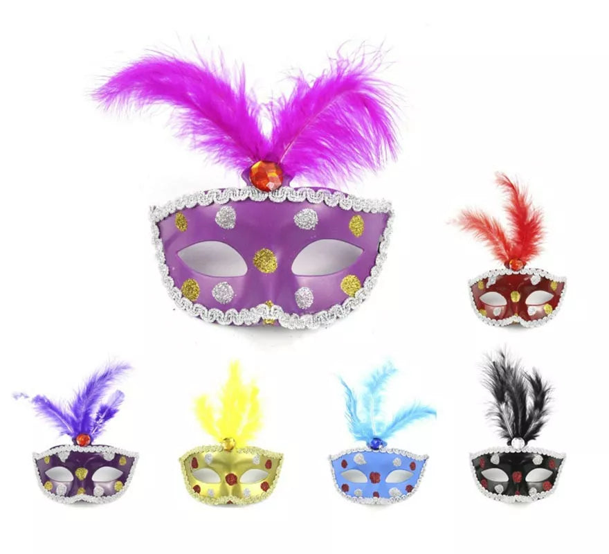 Translation missing: de.Antifaz Carnaval plumas y gemas colores surtidos