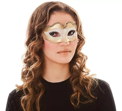 Antifaz color Blanco y Oro