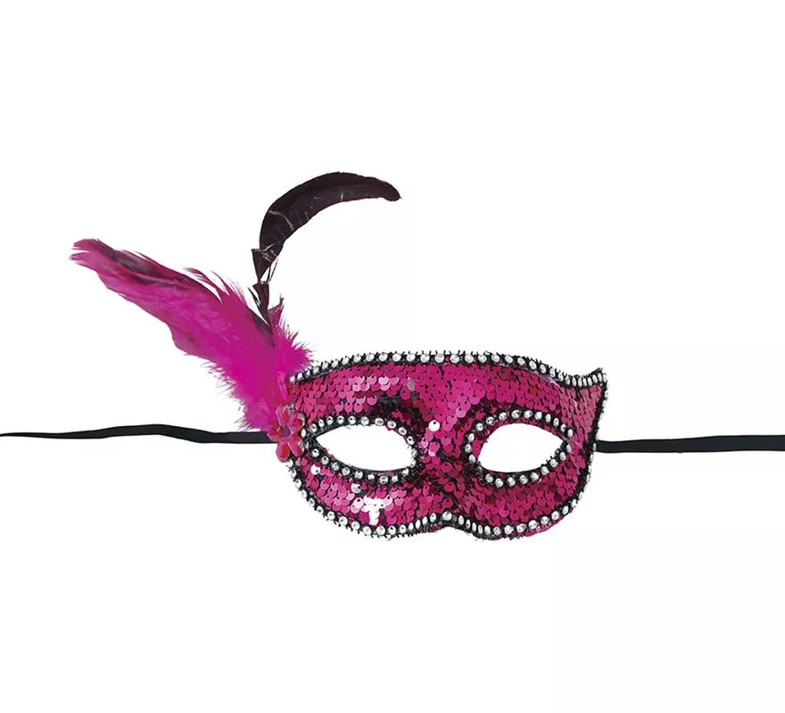 Translation missing: de.Antifaz con Lentejuelas y Plumas rosa