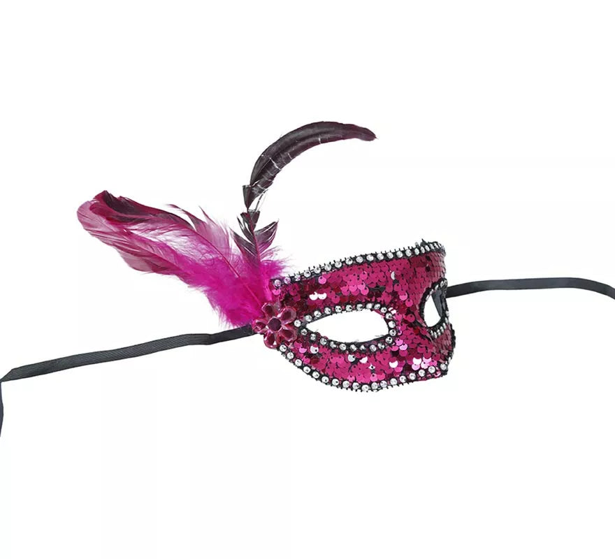 Translation missing: de.Antifaz con Lentejuelas y Plumas rosa