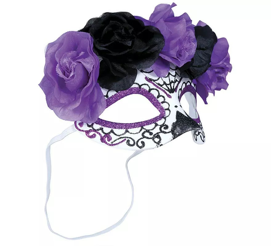 Translation missing: de.Antifaz de Catrina Flores lila y negras
