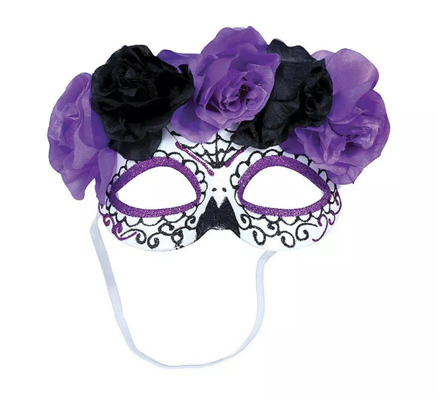 Translation missing: de.Antifaz de Catrina Flores lila y negras