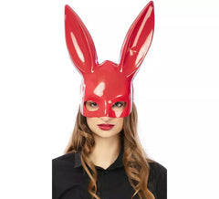 Rote Hasenmaske für Erwachsene mit großen Ohren, 33,5 x 27 cm