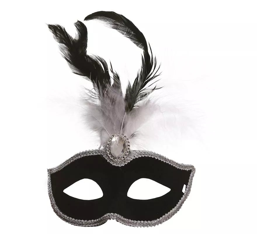 Translation missing: de.Antifaz de Terciopelo Negro con Plumas
