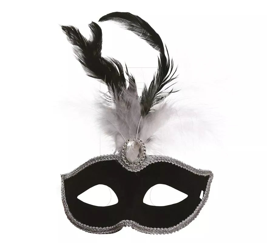 Translation missing: de.Antifaz de Terciopelo Negro con Plumas