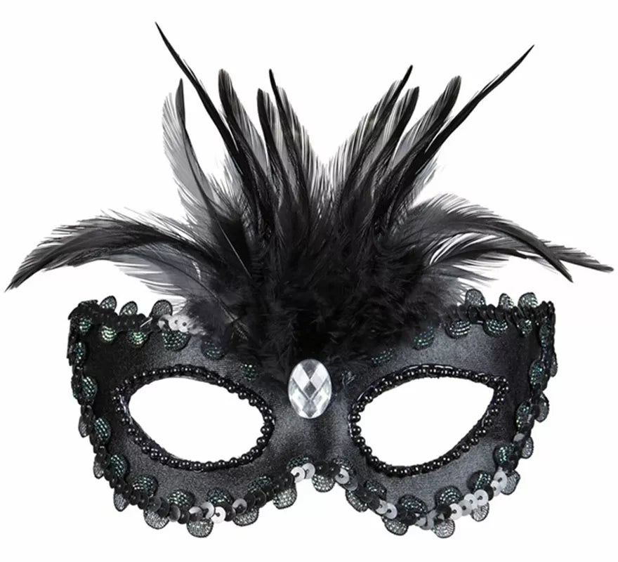 Translation missing: de.Antifaz Elegante negro con Plumas