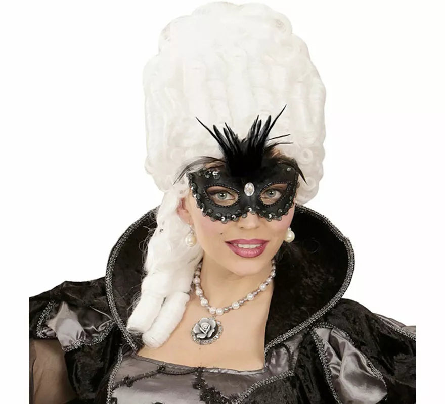 Antifaz Elegante negro con Plumas