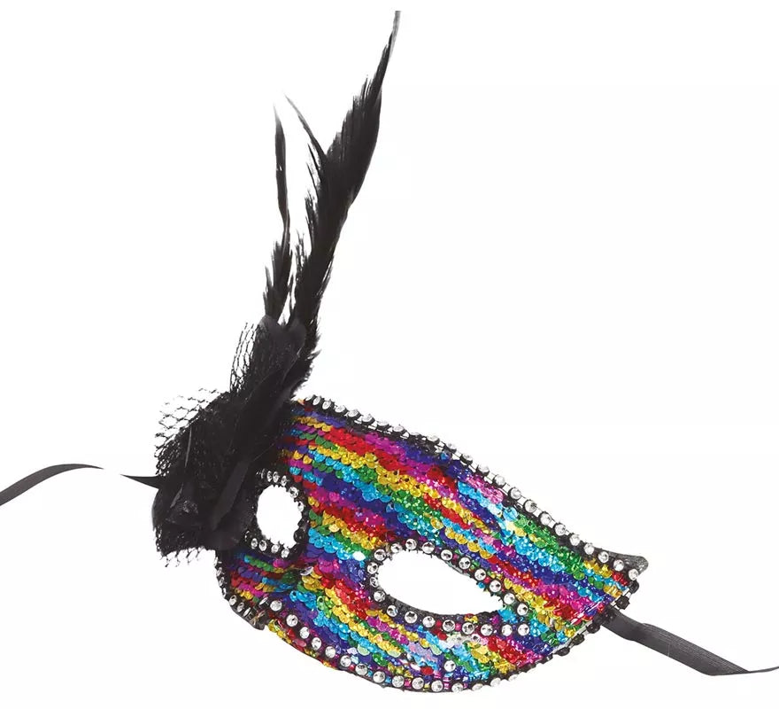 Antifaz Multicolor con Pluma