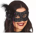 Antifaz Negro con Pluma