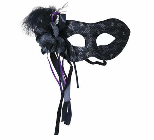 Antifaz Negro con Pluma